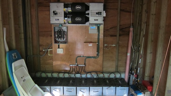 Inverter and Battery Bank located in the Storage Shed 2 Off Grid Power in Boca Chica Panama